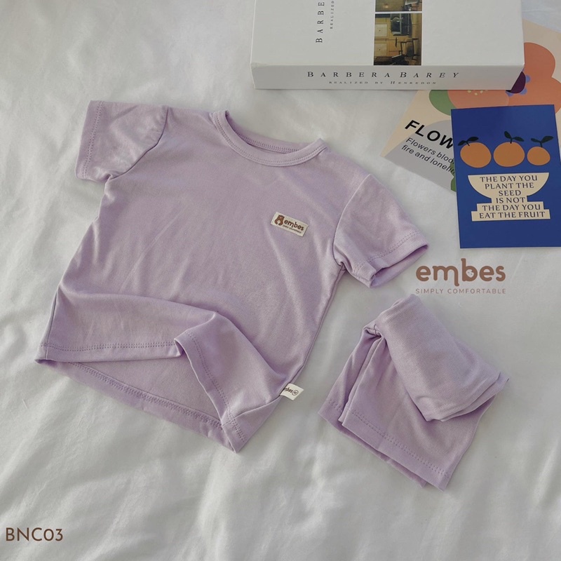 Embes Bộ quần áo cộc tay cho bé trai , bé gái, đồ hè cho bé trai cotton mềm mại mặc nhà cho bé 7kg đến 18kg