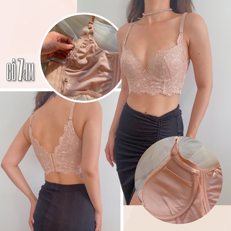 Áo Toplette định hình hỗ trợ gom mỡ nách, che mỡ lưng hiệu quả ren mềm có gọng, mút mỏng gom nâng thiết kế Cô Kim 7