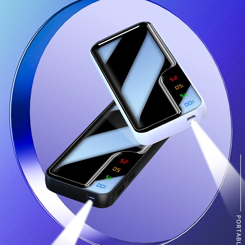 Pin Dự Phòng Powerbanks 100000Sạc Dự Phòng 50000mAh Siêu Mỏng Có Màn Hình LED Hiển Thị Kỹ Thuật Số Kèm Dây Cáp