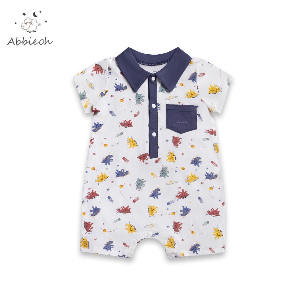 Bộ bodysuit cộc tay cotton ABBIEOH hình con vật và xe cho bé 6-12M BD503 BD502 BD533