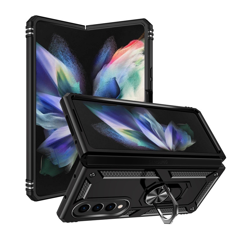 Ốp Điện Thoại Kiểu Giáp Kèm Giá Đỡ Nhẫn Sang Trọng Cho Samsung Galaxy Z Fold 3 4 5G
