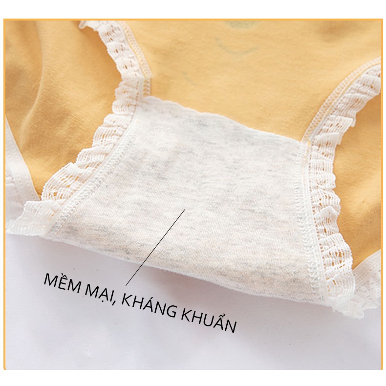 Quần lót nữ cotton viền ren họa tiết gấu lười cute 368