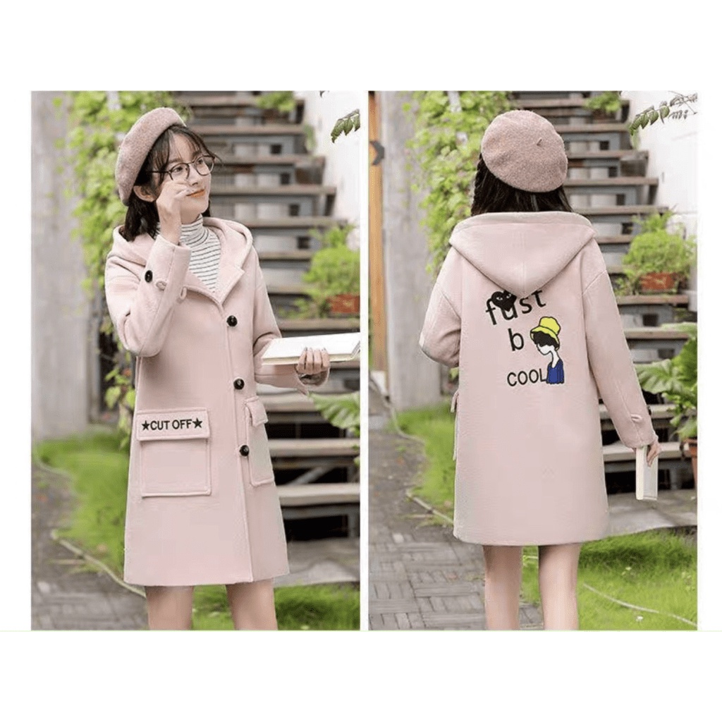 ÁO KHOÁC NỈ NỮ KIỂU DÁNG MANGTO DÁNG DÀI VỪA PHỐI NÚT TÚI HỘP CHO CÁC CHỊ EM THẢ DÁNG UTNG FUSTBCOOL  SHOP HHP FASHION