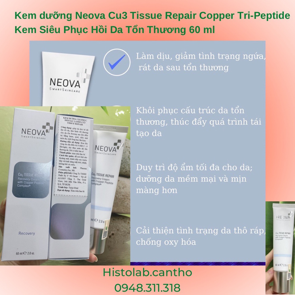Neova Cu3 Tissue Repair – Kem Phục Hồi Da Sau Tổn Thương Bằng Công Nghệ Như Laser, Bỏng & Mesotherapy