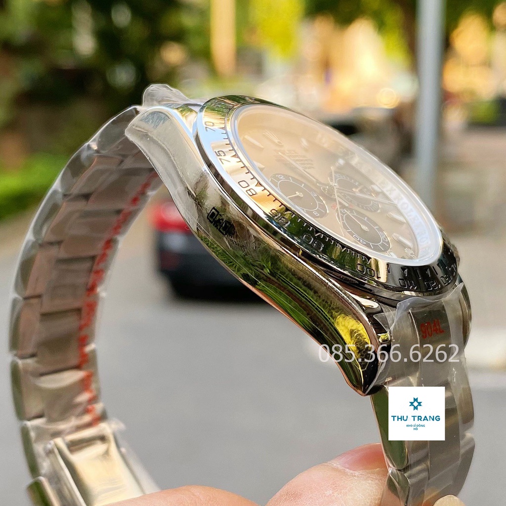 Đồng hồ nam Đồng hồ cơ Rolex mặt xám viền thép trắng size 40-41mm