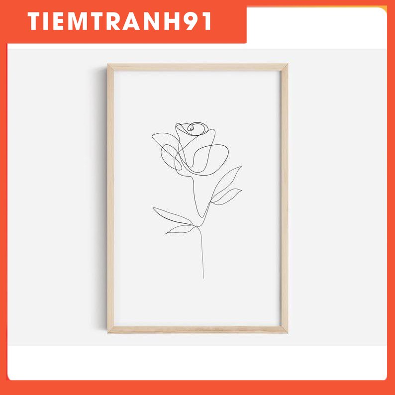 Tranh treo tường | Line art-Fine Line Flower Print, flower line art 19 , tranh canvas giá rẻ