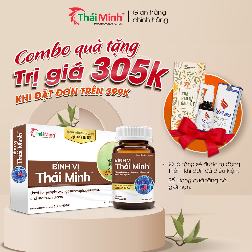 Viên Uống Bình Vị Thái Minh - Dùng Cho Người Trào Ngược & Viêm Loét Dạ Dày - Hộp 20 viên & Lọ 80 viên