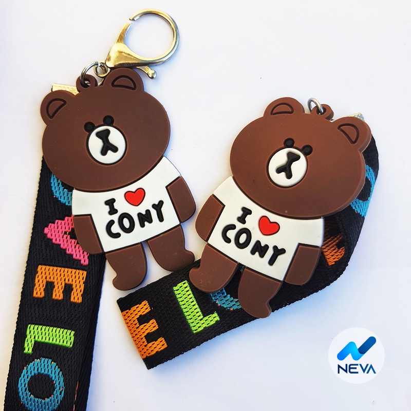 Móc Khóa Gấu Brown Mặc Áo Love Cony Siêu Cute PK36, móc cao su dẻo, quà lưu niệm, quà tặng