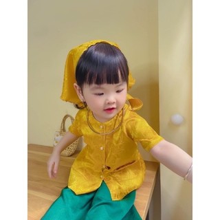 Bộ bà ba vải gấm lụa cho bé gái