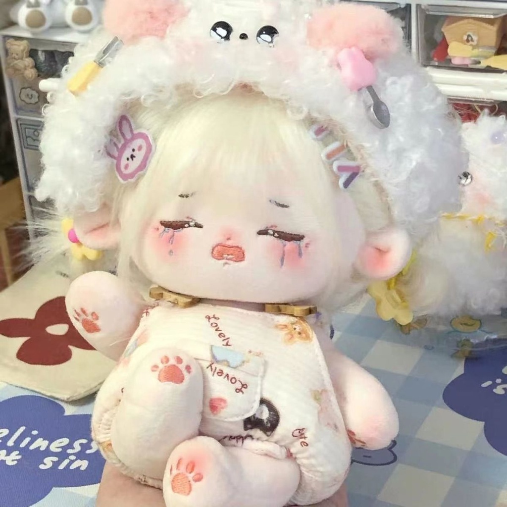 Búp Bê Nhồi Bông Vải Cotton 20cm Màu Trắng Dễ Thương Cho Bé Gái