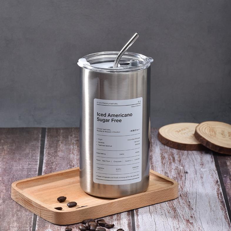 Bình Giữ Nhiệt Iced Americano bằng inox 304 không gỉ Có ống hút-Cốc Giữ Nhiệt Cafe dung tích 300ml,600ml -TiTomStore