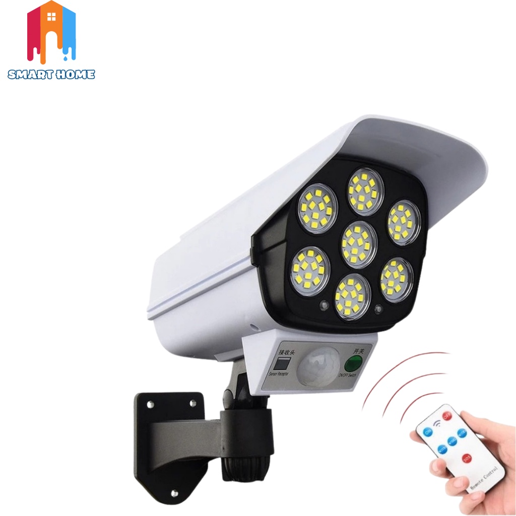 Đèn năng lượng mặt trời thông minh Solar Lamp giả camera, cảm biến chuyển động, kèm điều khiển tắt bật từ xa 3 chế độ