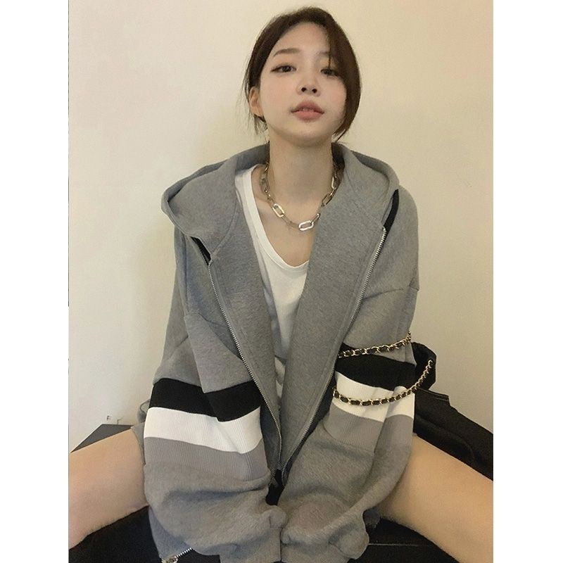 áo khoác nữ form rộng có mũ bigsize áo hoodie zip local brand dây kéo nỉ gió dày cardigan cá tính dù Áo Khoác Hoodie Khoá Kéo form rộng và phồng Phong Cách Hàn Quốc Hàng Đẹp