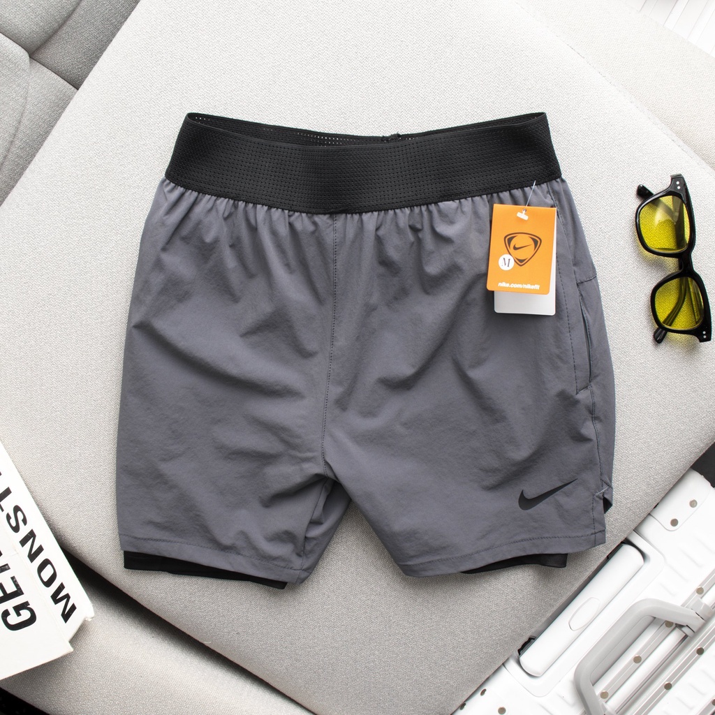 Quần short thể thao 2 lớp, quần short tập gym, chạy bộ legging trợ lực N018