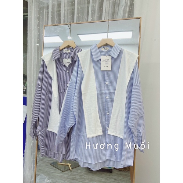 Áo sơ mi kẻ kèm khăn - sơ mi thuỷ thủ mã 8638