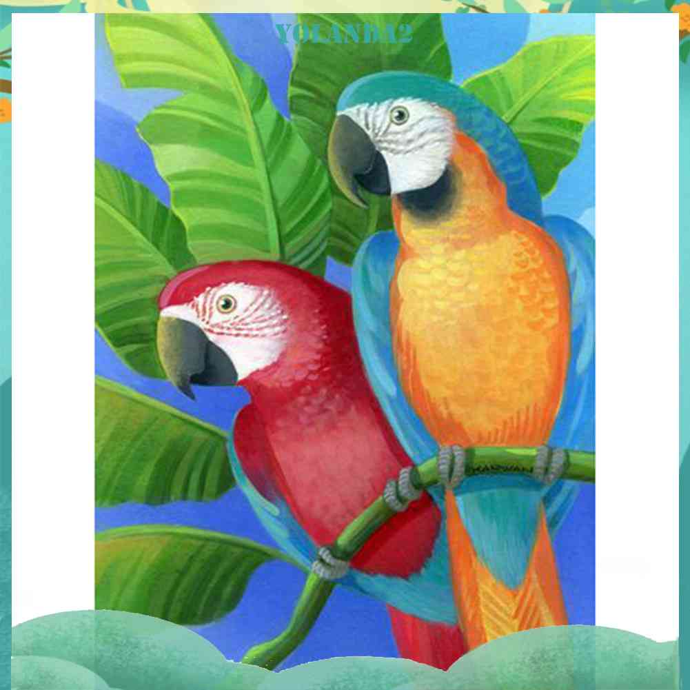 Tranh Đính Đá Kim Cương Toàn Bộ 5D DIY Hình Hai Chú Vẹt