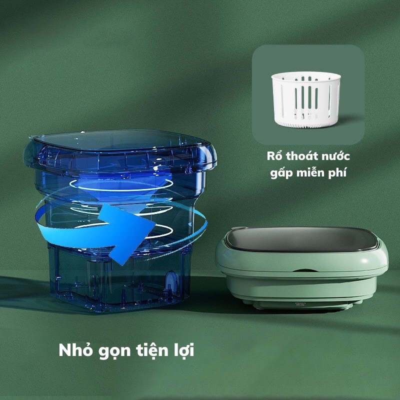 Máy giặt mini cho bé máy giặt đồ mini gấp gọn di động vắt khô khử khuẩn