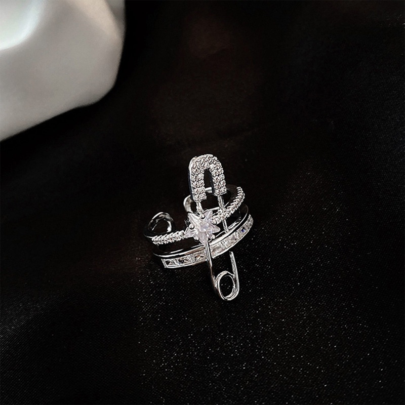 Nhẫn Hở Hai Lớp Đính Đá Zircon Phong Cách Âu Mỹ Cho Nữ