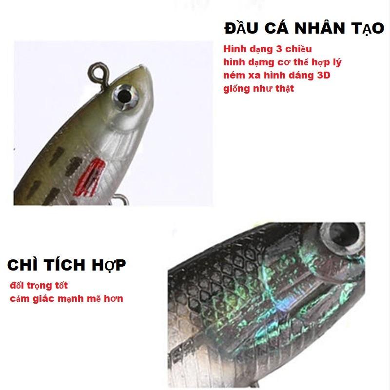 Mồi câu lure cá mềm 3D 2 lưỡi nhiều màu sắc câu cá siêu nhậy - Đồ Câu DHS