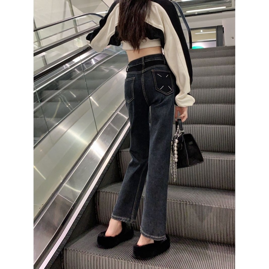Quần Jean Dài Eo Cao Ống Suông Thời Trang Mùa Xuân Thu 2023 Dành Cho Nữ