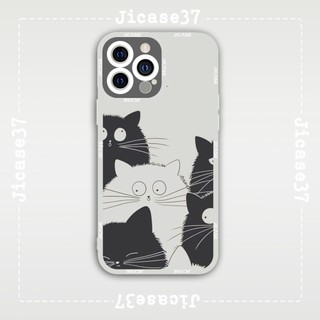 Ốp lưng iphone samsung xiaomi oppo cạnh vuông Jicase JMcase Mèo Trắng Mèo Đen Collage Pet Cute