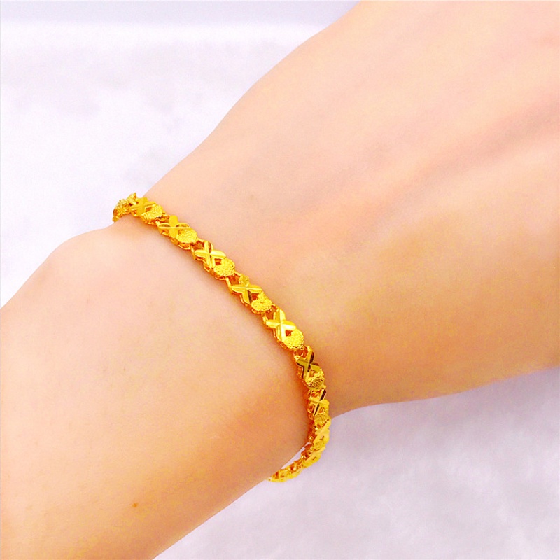 Pmrawc | Vòng Tay Mạ Vàng 24K Mặt Hình Trái Tim FS100