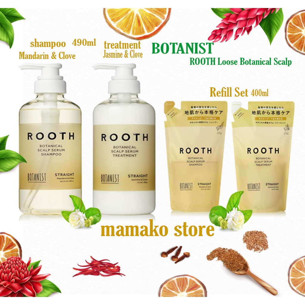 Dầu gội từ serum BOTANIST ROOTH Loose Botanical Scalp Serum DÒNG STRAIGHT /màu vàng nhạt phục hồi tóc hư tổn suông thẳng