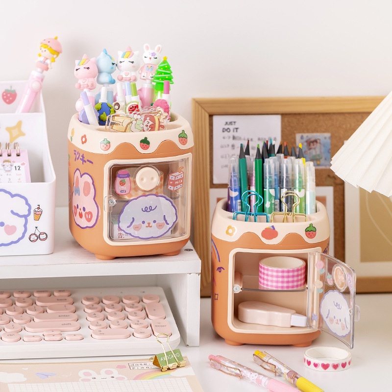 Hộp Đựng Bút Để Bàn Đa Năng Họa Tiết Hoạt Hình Dễ Thương