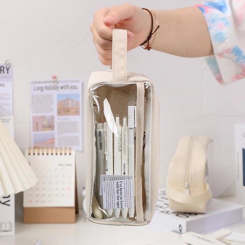 Túi Đựng Bút Dạng Lưới Bằng Nylon Trong Suốt Dễ Thương Cho Bé Gái / Văn Phòng