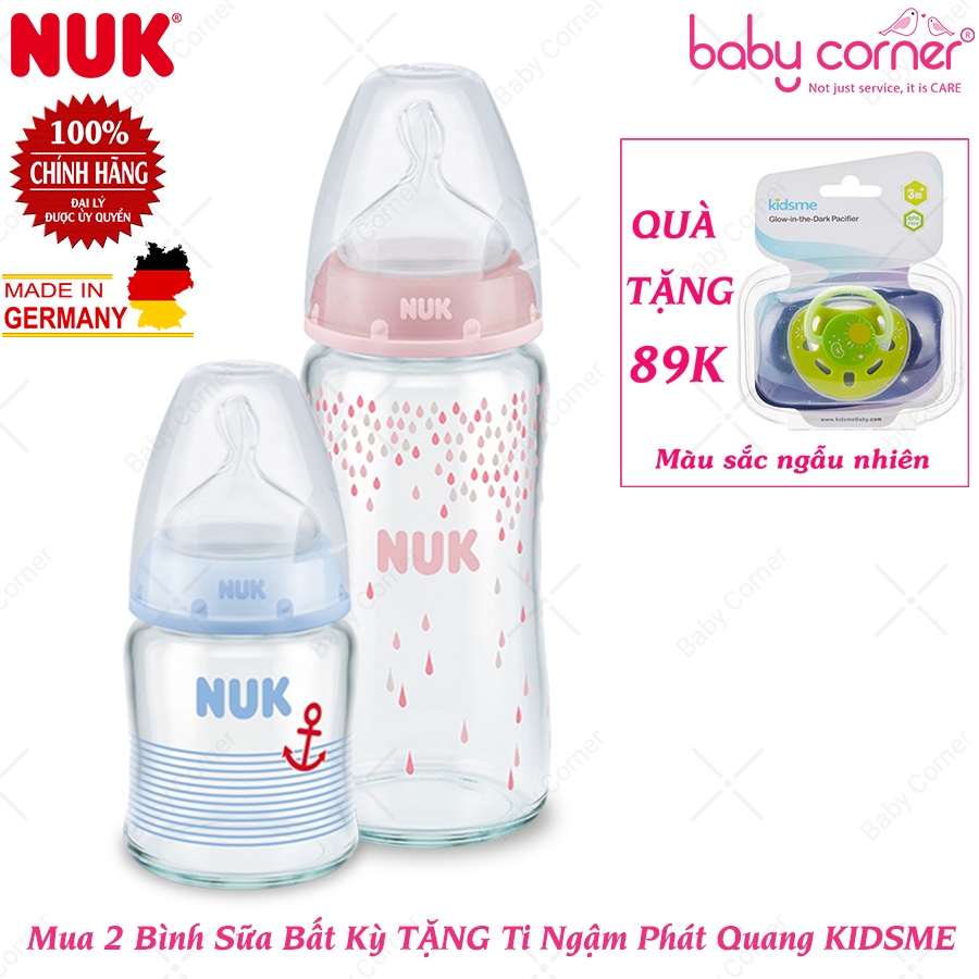 Bình Sữa Thuỷ Tinh NUK PREMIUM CHOICE+ 120ml / 240ml Cho Bé