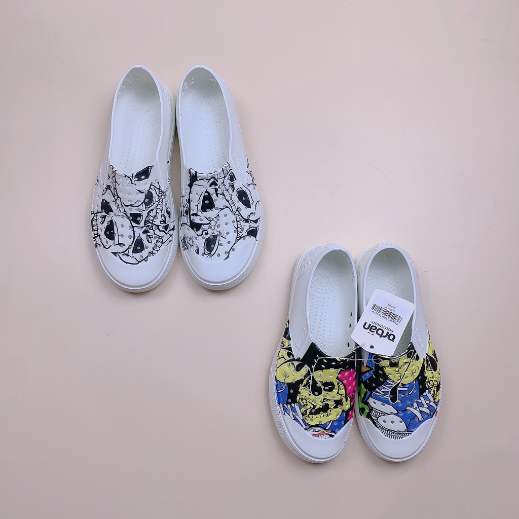 Giày nhựa Orban màu trắng in hình size 35-44