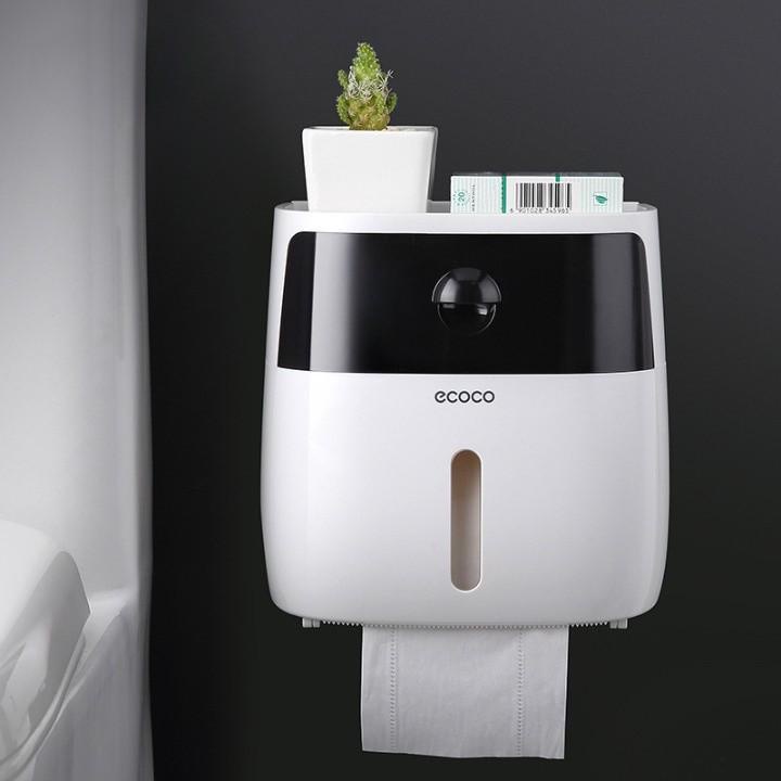 Hộp đựng giấy vệ sinh ECOCO E 1804 dán tường cao cấp 2 tầng, Hộp để giấy vệ sinh chống nước có ngăn kéo