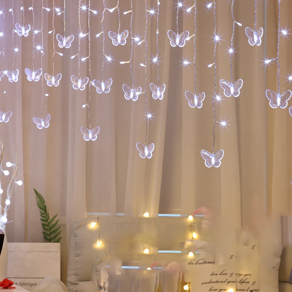 Dây Đèn Led Hình Hoa Hướng Dương / Bướm Lãng Mạn Kèm Điều Khiển Từ Xa Trang Trí Phòng Ngủ