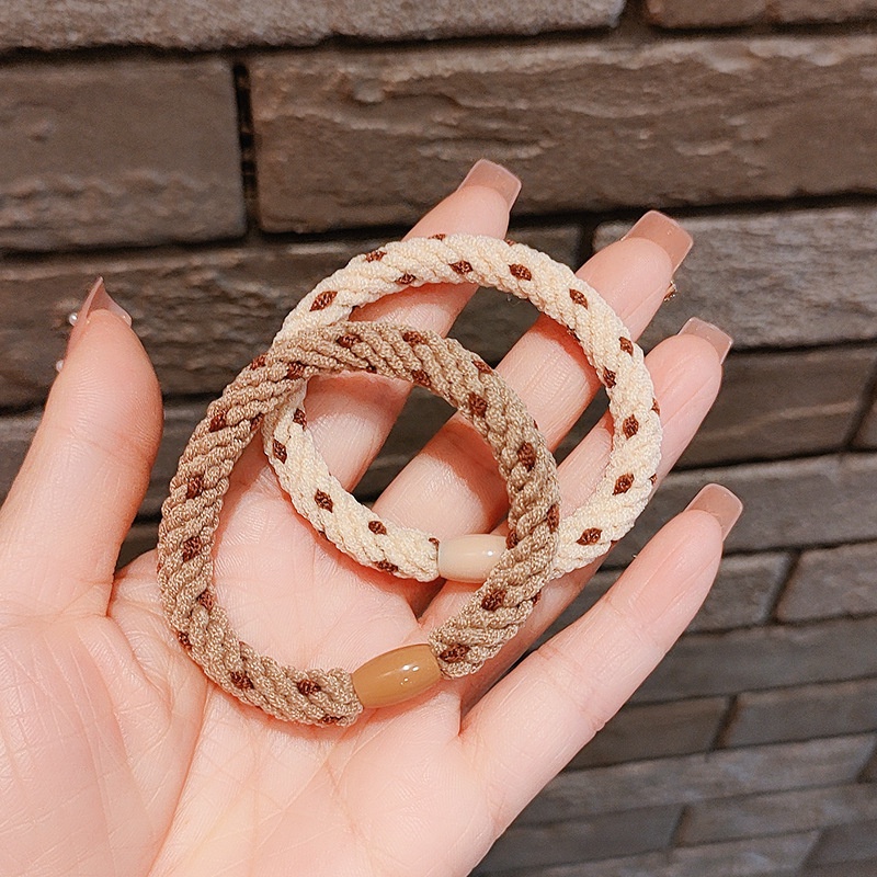 Dây Buộc Tóc Cao Su Dày Dặn Co Giãn Tốt Màu Cà Phê Sữa Phong Cách Hàn Quốc Đơn Giản Xinh Xắn