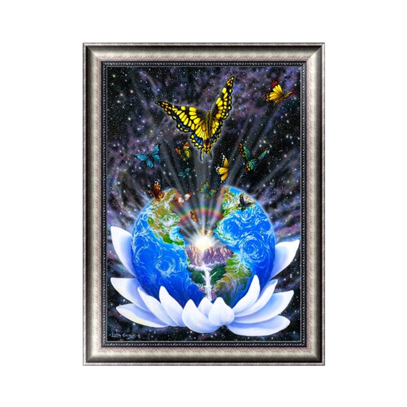 Bộ Tranh Đính Đá 5D Tự Làm Hình Trái Đất Xinh Xắn