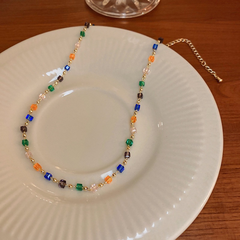 Vòng Cổ Choker Đính Hạt Nhiều Màu Sắc Phong Cách Bohemian Thời Trang Mùa Hè Cho Nữ