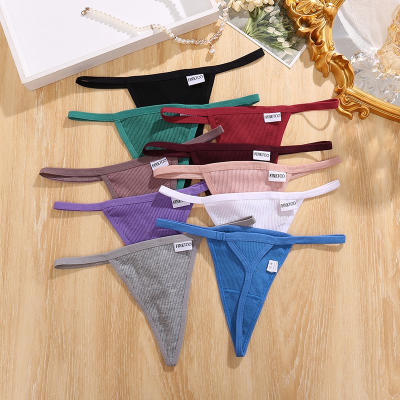 Quần lót cotton ROSYCORAL lọt khe lưng thấp màu trơn gợi cảm cho nữ