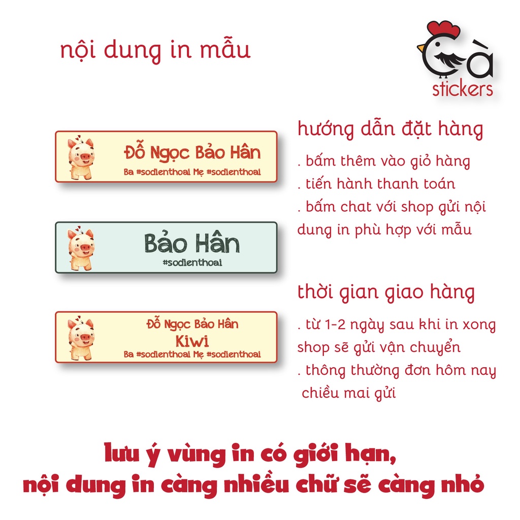 Sticker ủi áo in tên trẻ em GaStickers UT-N06- bộ 40 miếng kích thước 1,4 x 6 cm