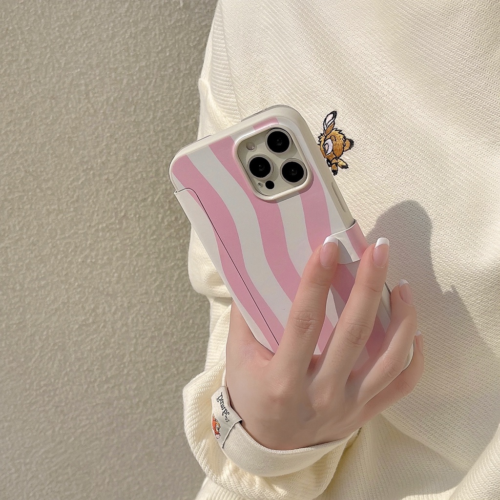 Bao Da Điện Thoại Tpu Silicon Mềm Chống Rơi Họa Tiết Kẻ Sọc Đơn Giản Nắp Lật Cho iPhone 11 12 13 14 PRO MAX Vỏ