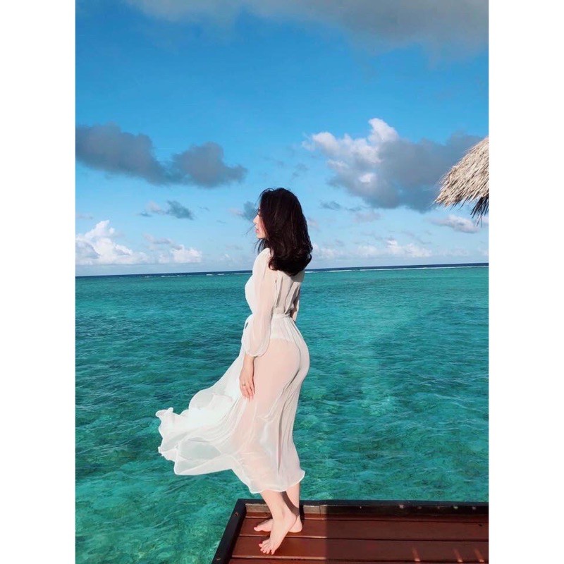 Áo khoác lưới đi biển 2 màu trắng và đen