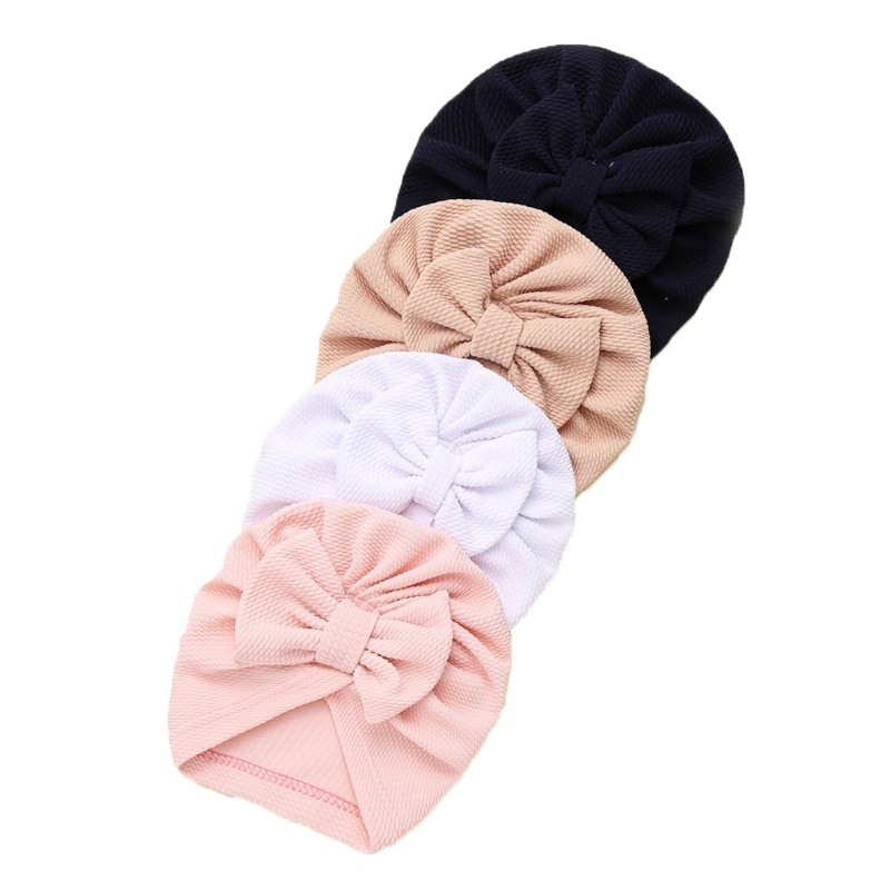 Set 4 Mũ Turban Thắt Nơ Phong Cách Thời Trang Thông Dụng Dành Cho Em Bé