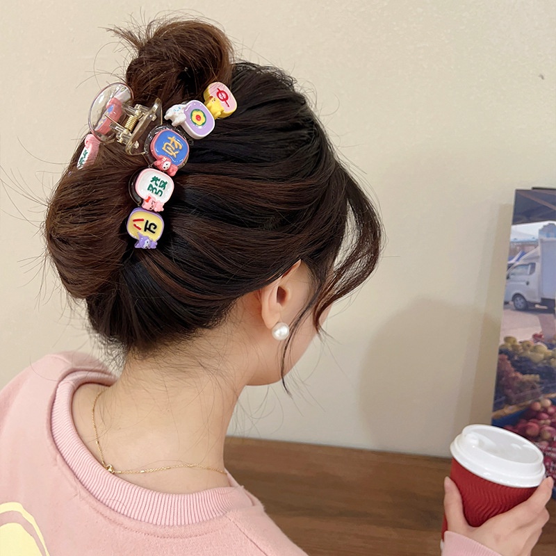 Kẹp Tóc Mạt Chược Cỡ Lớn Thiết Kế Mới Xinh Xắn Thời Trang Dành Cho Nữ