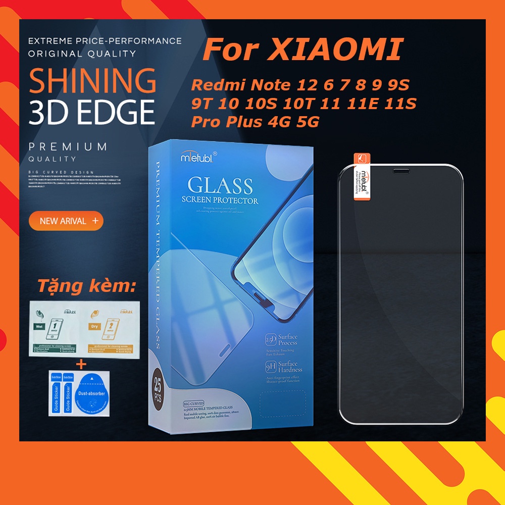 Kính cường lực cho Xiaomi Redmi Note 12 6 7 8 9 9S 9T 10 10S 10T 11 11E 11S Pro Plus 4G 5G trong suốt Mietubl 9H