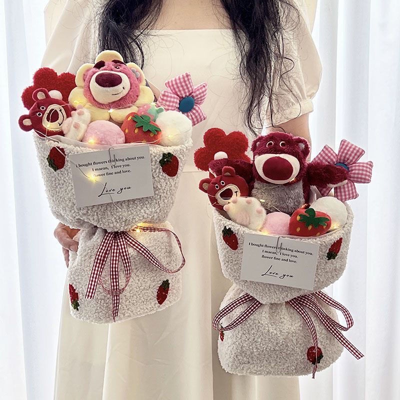 💝Dâu Gấu Bó Hoa Búp Bê Sang Trọng Búp Bê Dễ Thương Quà Tặng Sinh Nhật Cho Bạn Gái Bạn Gái Nữ Thần gấu hoa