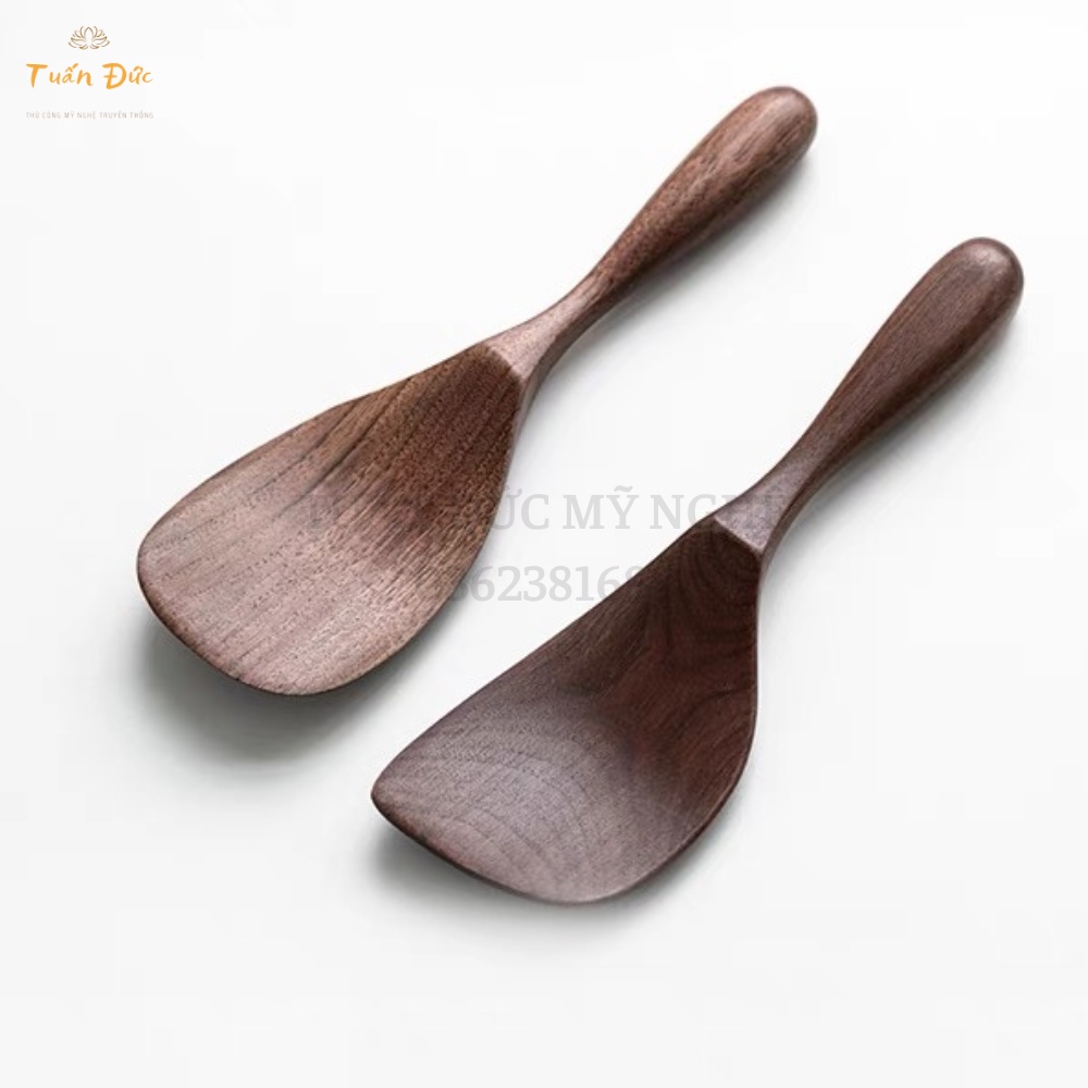Muôi xới cơm gỗ Óc Chó đa năng - chịu nhiệt cao - chiên xào các loại - Tuấn Đức Mỹ Nghệ