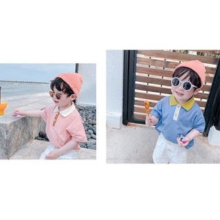 Bán sỉ set 2 áo polo bé cổ dệt phối màu