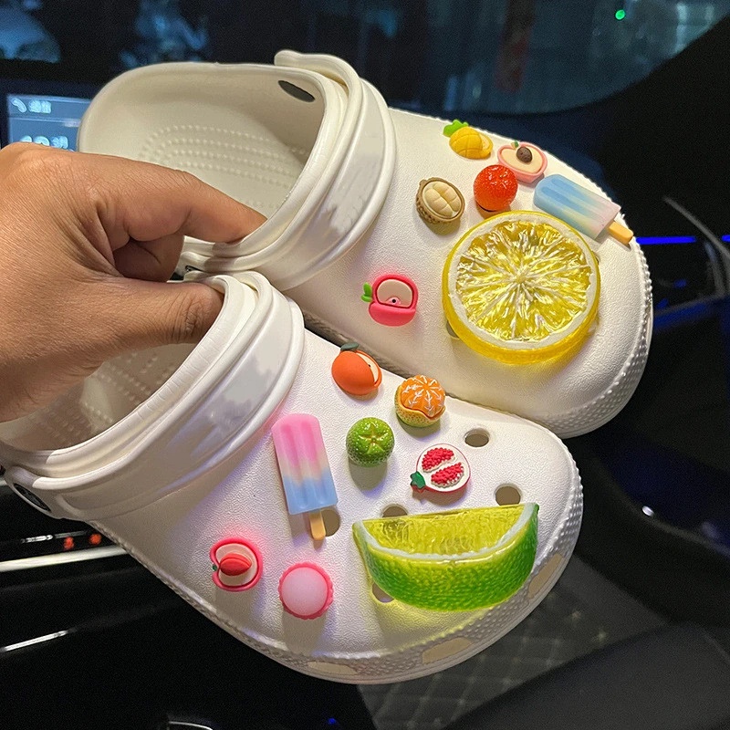 Bộ Phụ Kiện Trang Trí Giày Jibitz Croc Màu Xanh Lá / Macaron / Kẹo / Chanh Thời Trang Có Khóa Cho Nữ