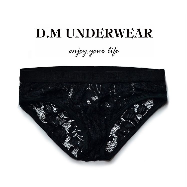N001 Men's Underwear Low Waist Sexy Lace Black and White Underwear Triangle Pants Transparent Mesh Breathable Summer Quick Drying Pants