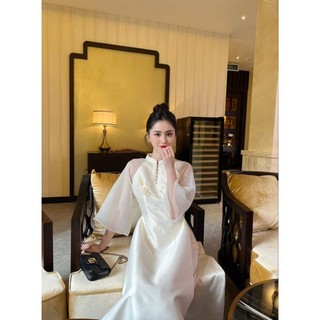 Áo dài tapta kết hoa thủ công đính kết cao cấp hàng may kĩ đẹp giá sỉ chuẩn thiết kế kèm ảnh thật 100₫