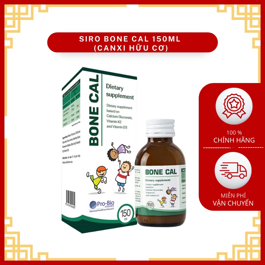 Siro Bone Cal bổ sung Canxi, Vitamin K2, Vitamin D3-Phát triển chiều cao, xương, răng chắc khỏe, phòng ngừa loãng xương-